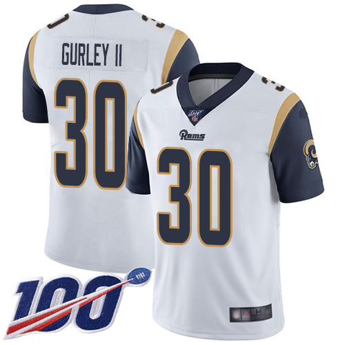 Los Angeles Rams Limited White Men Todd Gurley Road Jersey NFL Football #30 100th Season Vapor Untouchable->los angeles rams->NFL Jersey